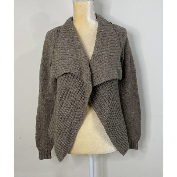 Lauren Ralph Lauren Wool Alpaca Blend Cardigan Size XS Brown Drape Front - Picture 2 of 10